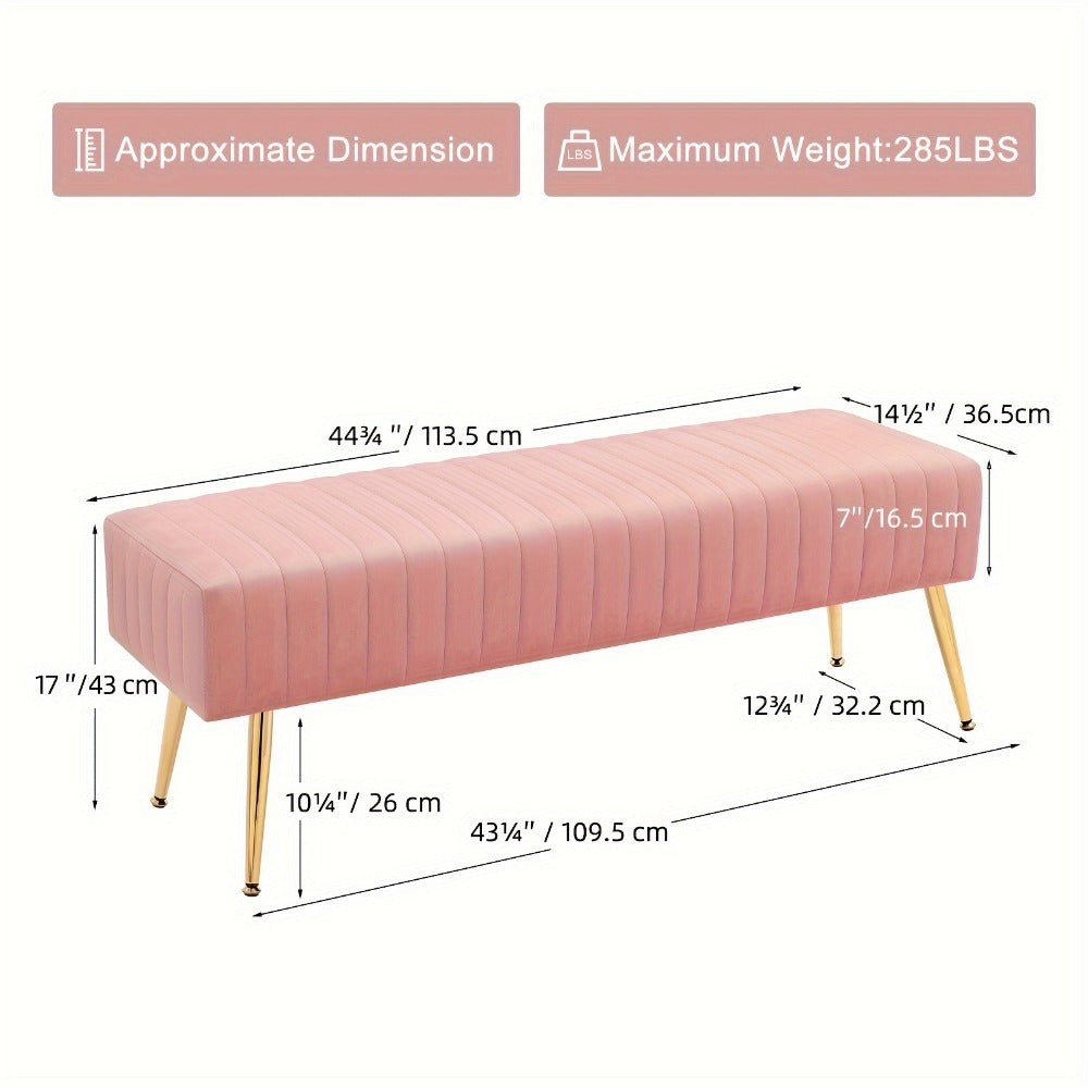 44-Inch Upholstered Accent Bench with Footrest for Comfortable Everyday Seating detail image - detail view 4