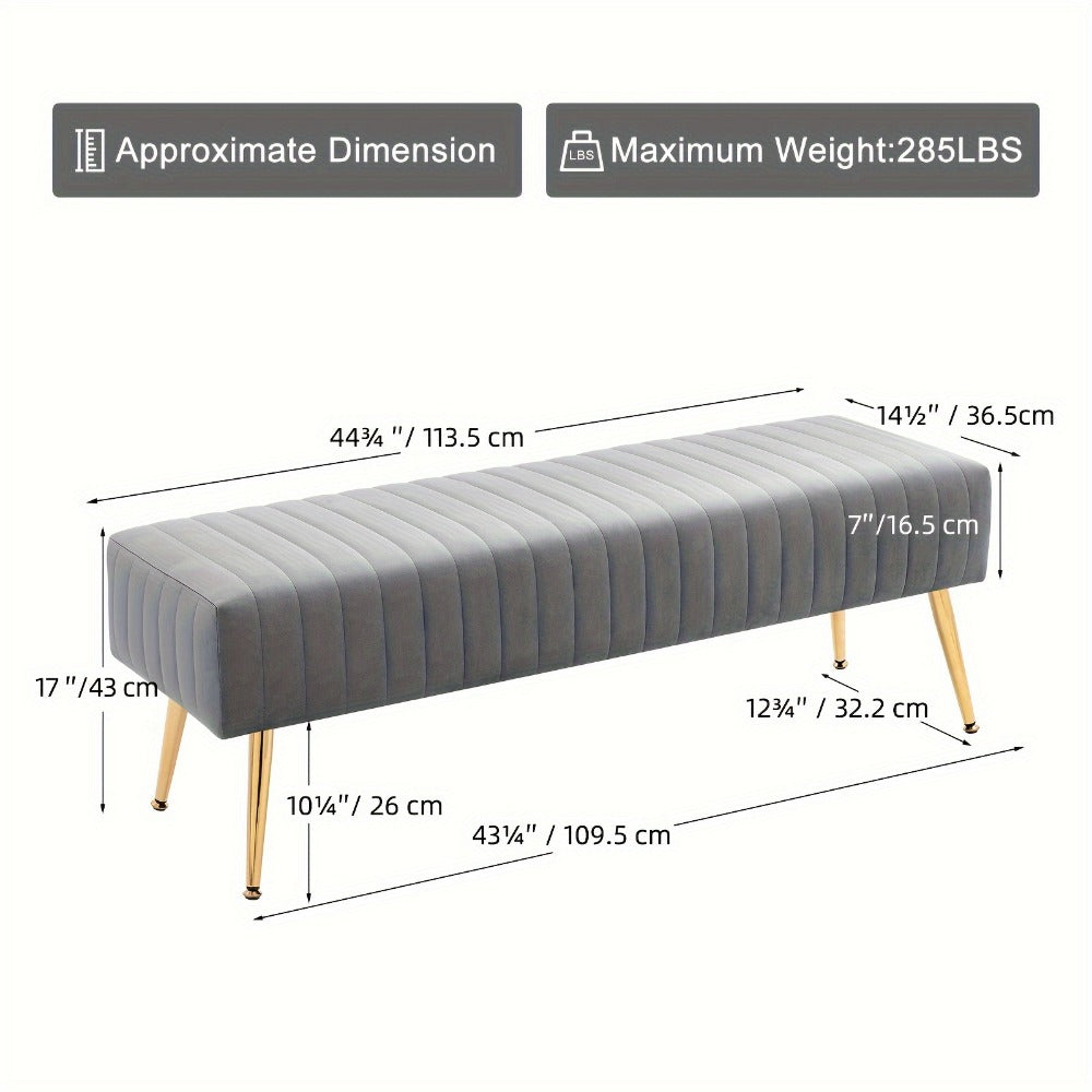44-Inch Upholstered Accent Bench with Footrest for Comfortable Everyday Seating detail image - detail view 8