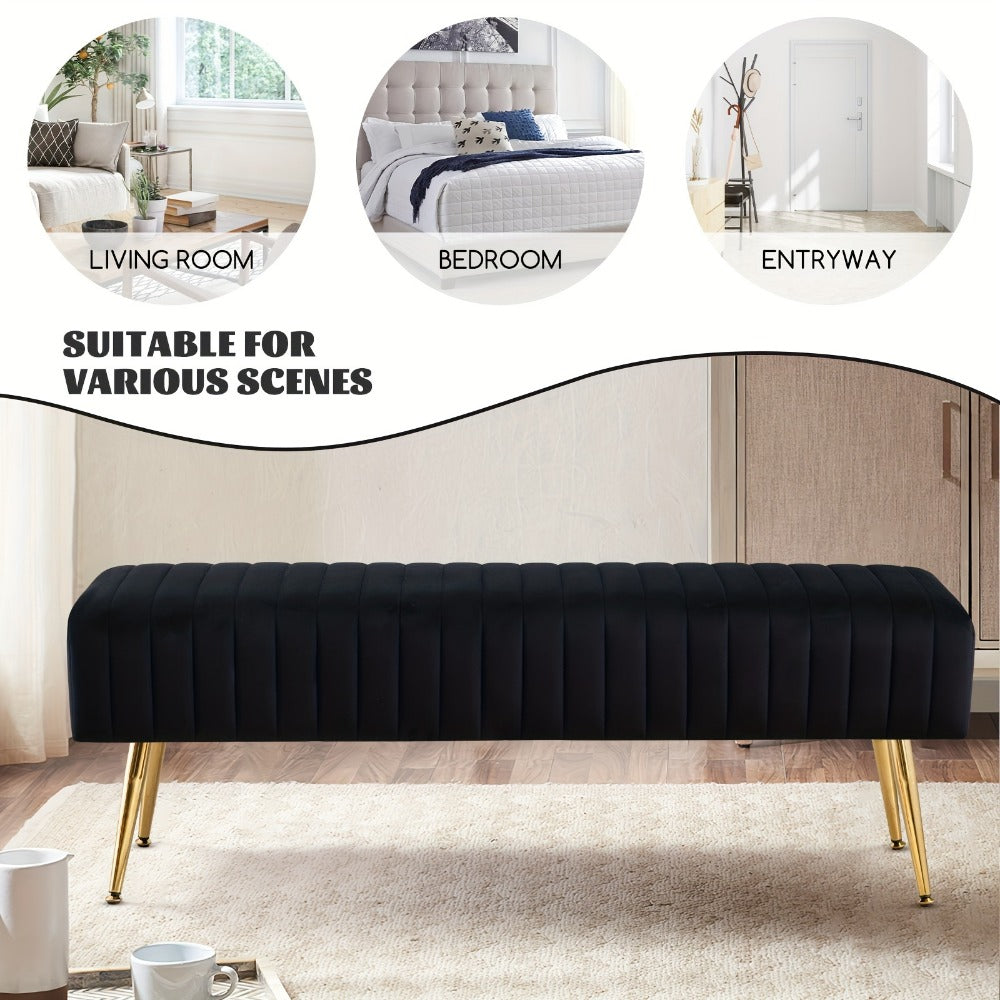 44-Inch Upholstered Accent Bench with Footrest for Comfortable Everyday Seating detail image - detail view 9