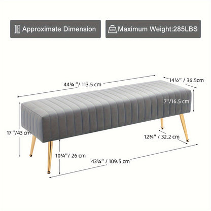 Accent Bench shown in the Gray, 15"D x 44.75"W x 17.25"H option
