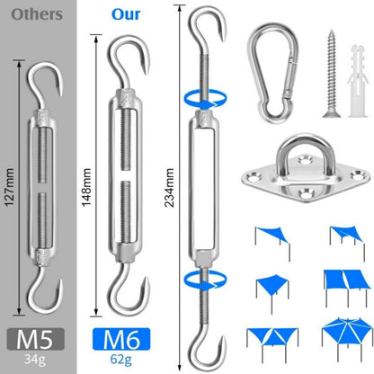 44-Piece Metal Shade Sail Hardware Kit with Weather-Resistant Finish for Patio detail image - detail view 4