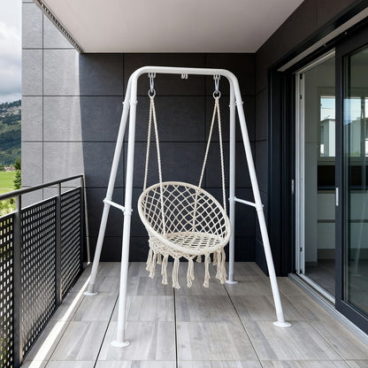 A-Shaped Hammock Chair Stand, Collapsible Swing Frame, Porch Swing Frame, Foldable Heavy-Duty Steel Hammock Stand, Holds up to 300lbs, Indoor and Outdoor Use, Stand Only, Black