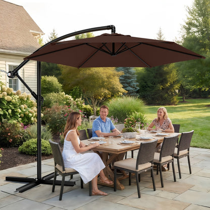 10 Ft Cantilever Patio Umbrella Offset Outdoor Umbrella with Adjustable Tilt Crank 8-Rib Wind Resistant UV Protection for Pool Deck Backyard Garden 16 Colors