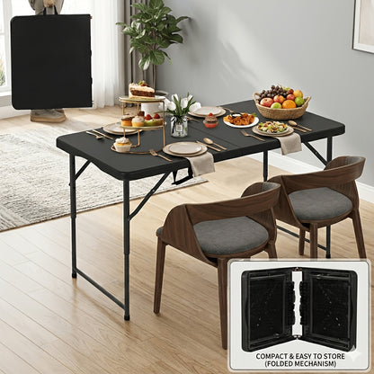 2.5/4/6FT Folding Table, 6 Foot Folding Table Heavy Duty, Portable Plastic Folding Table with Handle, Fold in Half Table for Indoor Outdoor Use, Fold Up Table for Camping Dining Party Picnic Events