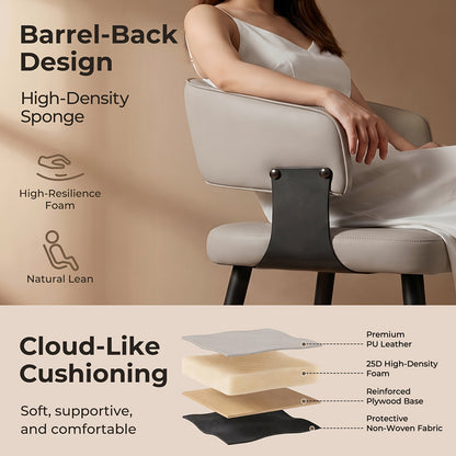 Modern Dining Chairs Set Of 2, Faux Leather Upholstered Kitchen Chairs With Curved Back And Metal Legs, Mid Century Chairs For Dining Room, Kitchen
