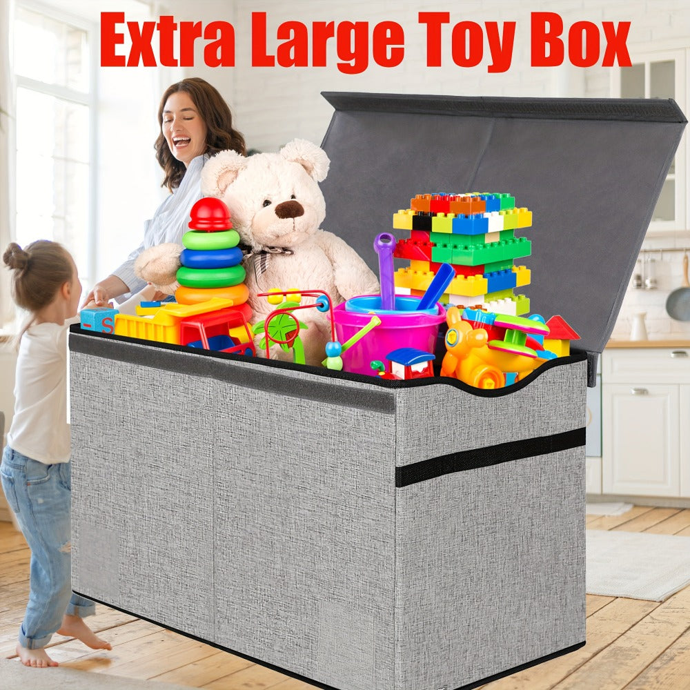 31.7gal Extra Large Box, Collapsible Sturdy Kids Chest For Boys, Girls, Kids, Storage Organizer Bins With Lids, Box Basket For Living Room, Bedroom, Nursery