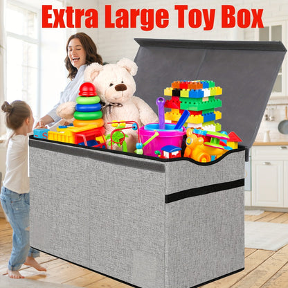 31.7gal Extra Large Box, Collapsible Sturdy Kids Chest For Boys, Girls, Kids, Storage Organizer Bins With Lids, Box Basket For Living Room, Bedroom, Nursery