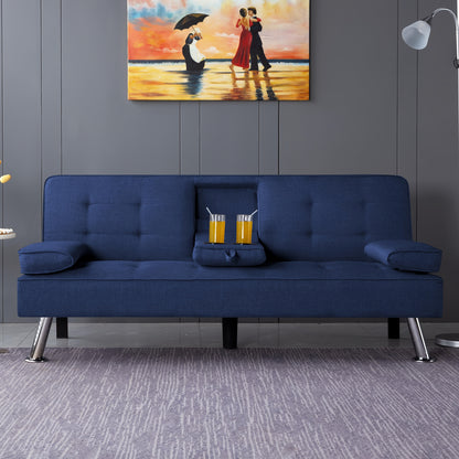 67"modern Convertible Futon Sofa Bed - Two Thicknesses Of Seat Cushion to Choose From Adjustable Folding Bed with Detachable Armrests And Cup Holders, Space Saving Design for Living Rooms, Apartments, And Dormitories, Modern And Durable Interior