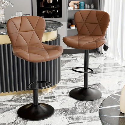 Swivel Bar Stools Set of 1/2/3/4, Adjustable Height Faux Leather Upholstered Counter Stools with Back & Thickened Cushion, Modern Island Barstools for Kitchen, Restaurant & Home Bar – Black White Gray Khaki