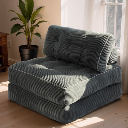 Folding Sofa Bed Convertible Sleeper Chair for Adults, Foam-Filled Floor Couch with Pillow, Single Size Foldable Mattress for Living Room Bedroom Guest Room Dorm Apartment, 6 Colors Available