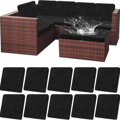 [Waterproof Cushion Covers] Outdoor Patio Cushion Covers Set of 8/10 Waterproof Stretch Seat Cushion Cover for Patio Furniture Outdoor Sofa Cushion Cover Replacement Couch Slipcovers Chair Seat Cover