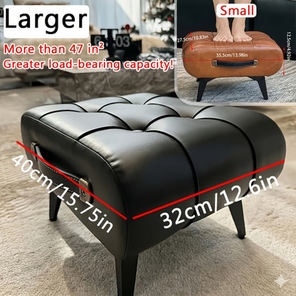 1pc Stylish & Versatile High Quality Oil Wax Leather Low Stools, Footstools, Leather Padded Footstools - for Sofa End, Shoe Changing Stools for Living Rooms, Corridors, Foyers, Entrance, Bedroom, Home Decor Furniture, Furniture for Home
