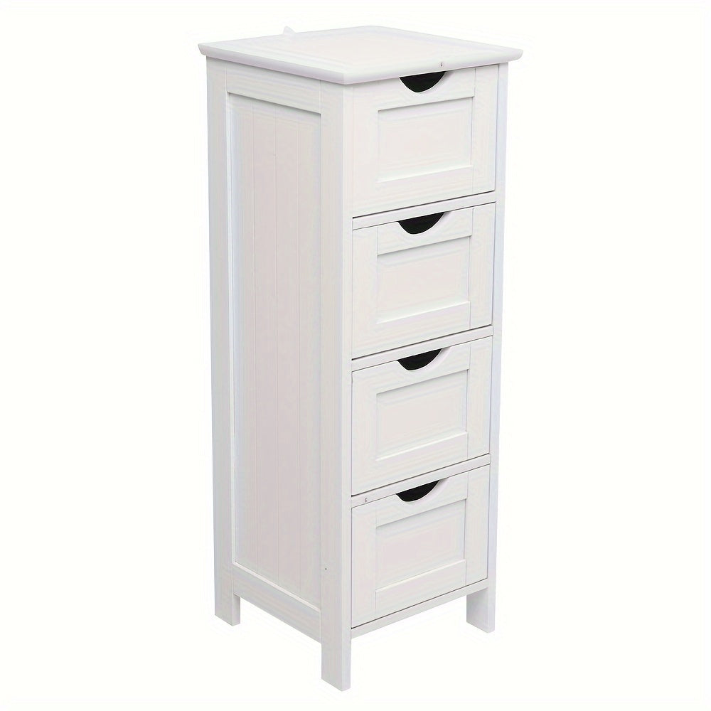 Concise 4 Drawers Storage Cabinet, Storage Drawer Unit, Space-Saving for Daily Organization, White