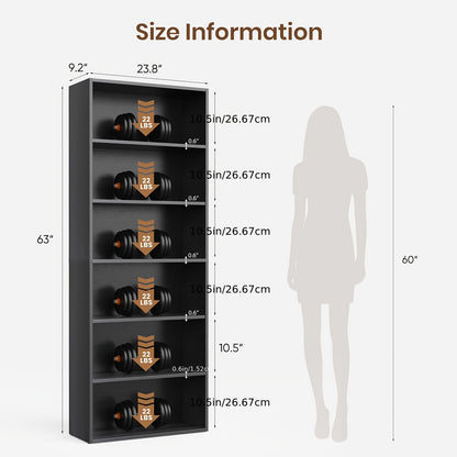 5/6-Tier Floor-Standing Bookshelf Organizer - Multi-Functional Open Shelf for Books, Decor & Cosmetics | Space-Saving Storage Unit for Home Office, Living Room & Bedroom | Modern Industrial Design