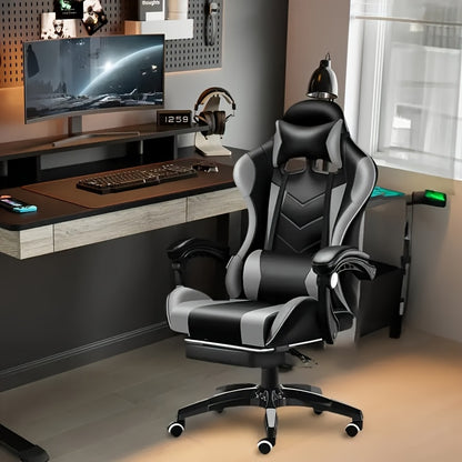 Office Gaming Chair, Computer Office Chair with Pocket Spring Cushion, Linkage Armrests And Footrest, High Back Ergonomic Computer Chair with Lumbar Support Task Chair with Footrest