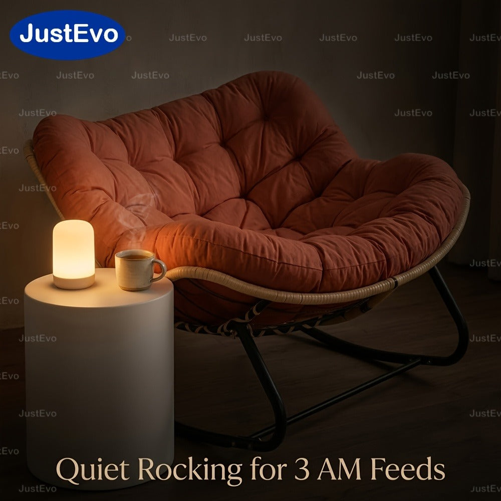 JUSTEVO Extra Large Cozy Rocking Chair - Ergonomically Designed Recliner Featuring an Adjustable Headrest, Sturdy Plastic Cushion & Robust Frame, Manual Reclining for Home Office, Patio