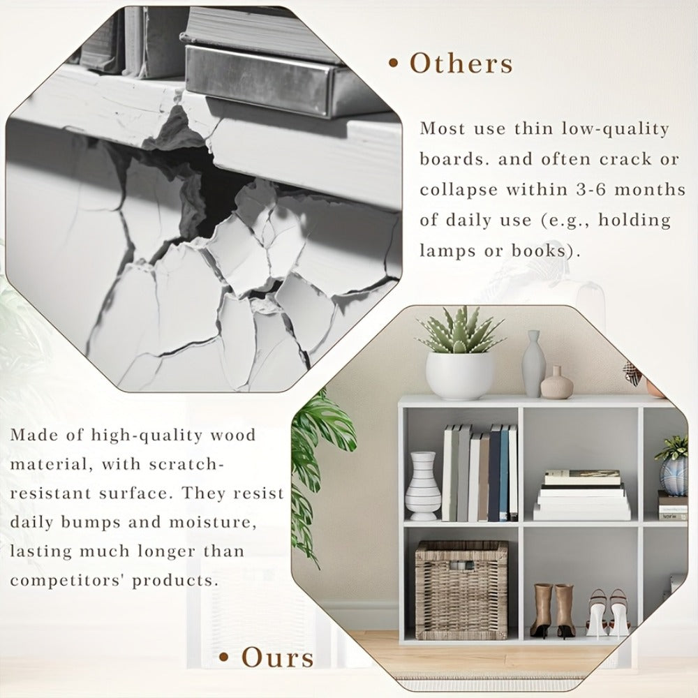 Cube Storage Bookshelf 2 3 4 6 8 9 Cube Open Display Cabinet Thick Frame Floor Standing Bookcase with Anti-Tip Kit for Living Room Bedroom Study, 4 Colors