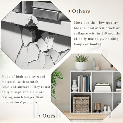 Cube Storage Bookshelf 2 3 4 6 8 9 Cube Open Display Cabinet Thick Frame Floor Standing Bookcase with Anti-Tip Kit for Living Room Bedroom Study, 4 Colors