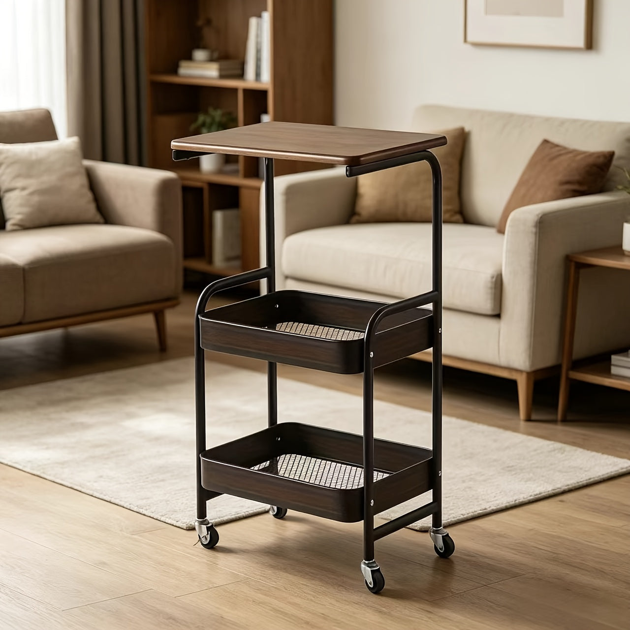[Heavy-Duty Metal Cart] 3-Tier Heavy-Duty Metal Rolling Kitchen Cart With 3-Tier Shelves, Mobile Storage Cart Suitable For Small Spaces, Assembly, Space-Saving For Pantry, Apartment, - Sturdy Multi- Cart