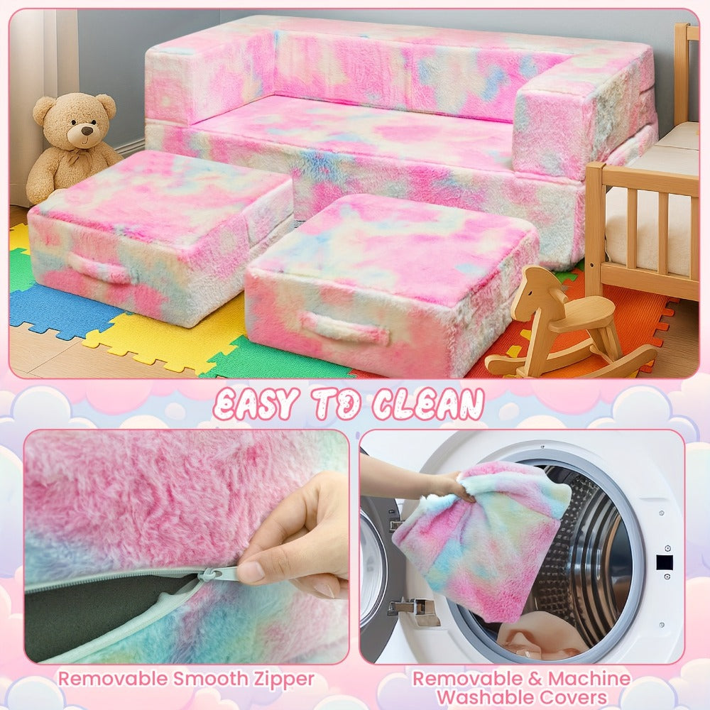 Folding Sofa Bed with LED Lights Multifunctional Convertible Sofa Cushion Floor Couch for Game Room Bedroom Living Room, Luminous Lazy Sofa Sleeper Chair Fold Out Bed