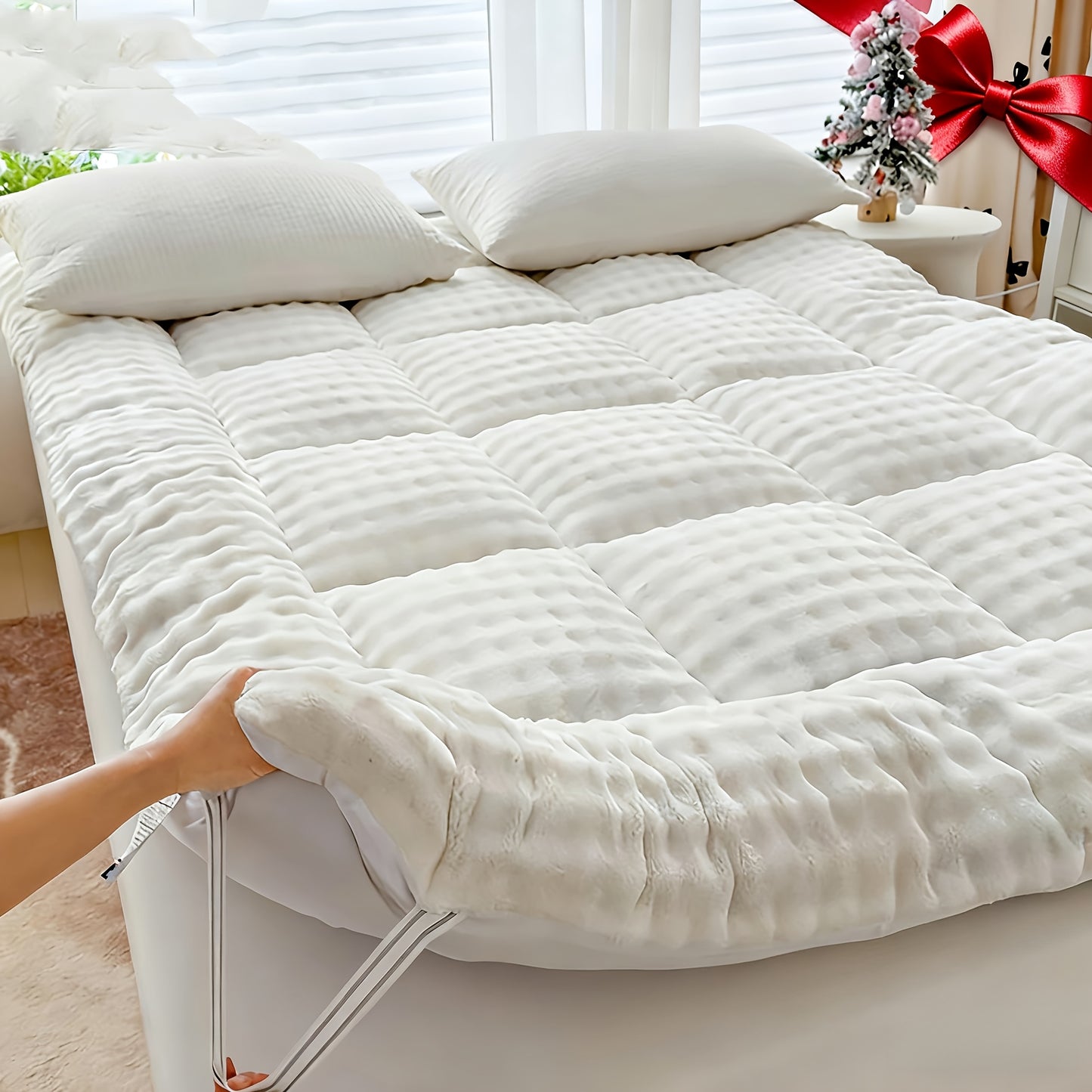 [For Gifts] Fluffy Floor Mattress, Warm Mattress Topper, Faux Wool Finish Fluffy Floor Futon Mattress, Super Soft Roll Up Tatami Mat, Foldable & Portable Floor Bed Sleeping Pad, For Gifts