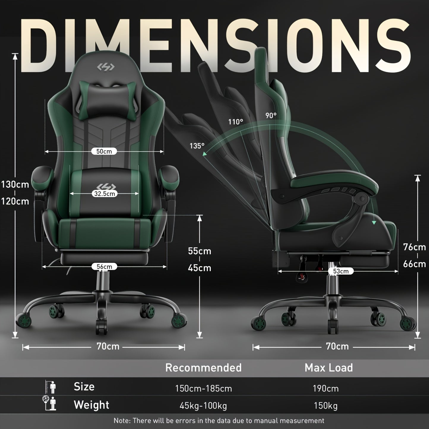 Ergonomic Gaming Chair with Spring Cushion, Retractable Footrest, Headrest & Lumbar Support, PU Leather Swivel Computer Desk Chair for Office & Gaming