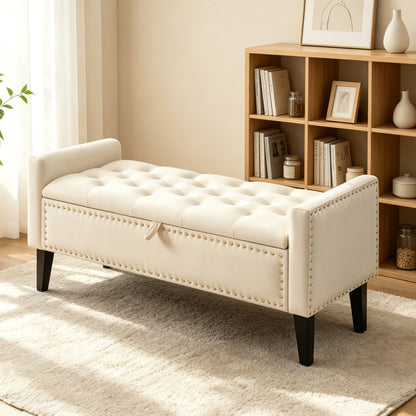46.9-Inch Upholstered Storage Ottoman with Hidden Storage for Living Room detail image - detail view 6
