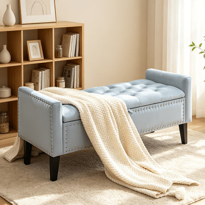 Storage Ottoman, 46.9 Inch Upholstered Bed Bench with Storage End of Bed Ottoman Bedroom shown in the main product view