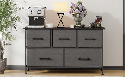 5/8/9 Fabric Drawers Dresser For Bedroom, Storage Drawers, Chest Organizer Units With Wooden And Steel Frame Top For Bedroom, Living Room, Closet, Living Room, Entryway, Black/Grey/Nature