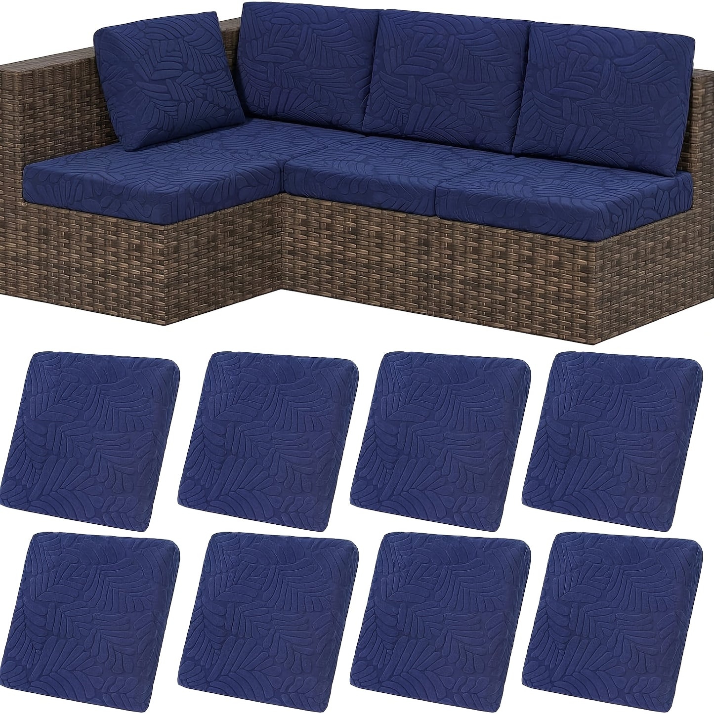 [Waterproof Cushion Covers] Outdoor Patio Cushion Covers Set of 8/10 Waterproof Stretch Seat Cushion Cover for Patio Furniture Outdoor Sofa Cushion Cover Replacement Couch Slipcovers Chair Seat Cover