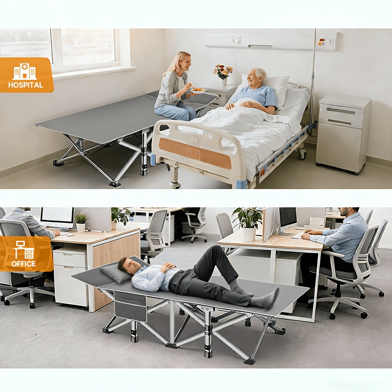 Bed Frame Sold Separately Adult Camping Bed 28in Wide Heavy Bed, Portable Folding Bed with Cushion, Pillow And Handbag, Camping Bed with Mattress, Sofa Bed, Companion Bed, Suitable for Office Nap, Beach, Yard, RV, Park. Includes100/510/710LBS