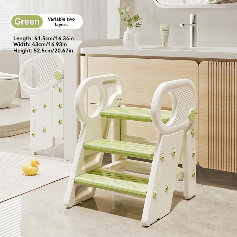 Kids Step Stool for Bathroom Sink Kitchen Counter, Adjustable 3 Step Stool for Toddler Toilet Potty Training Toilet Stool with Handles, Non-Slip Kids Step Ladder Learning Helper Tower