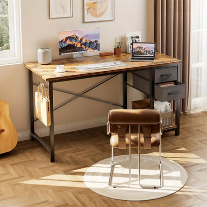47-Inch Fabric Gaming Desk with Storage Drawers for Home Office detail image