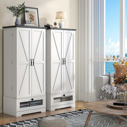 47-Inch Freestanding Kitchen Pantry Cabinet with Storage Drawers and Adjustable Shelves detail image - detail view 10