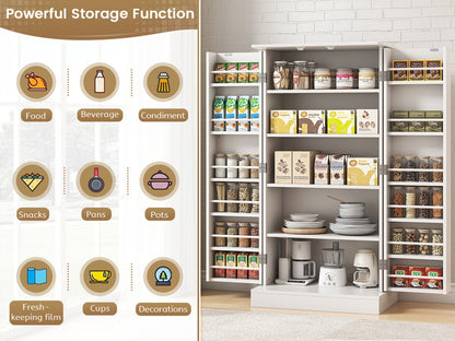 47-Inch Freestanding Pantry Cabinet with Adjustable Shelves for Organized Everyday Storage detail image - detail view 15