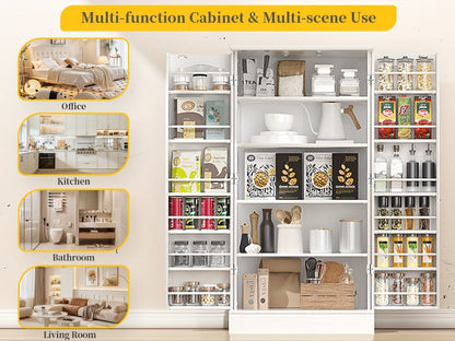 47-Inch Freestanding Pantry Cabinet with Adjustable Shelves for Organized Everyday Storage detail image - detail view 16