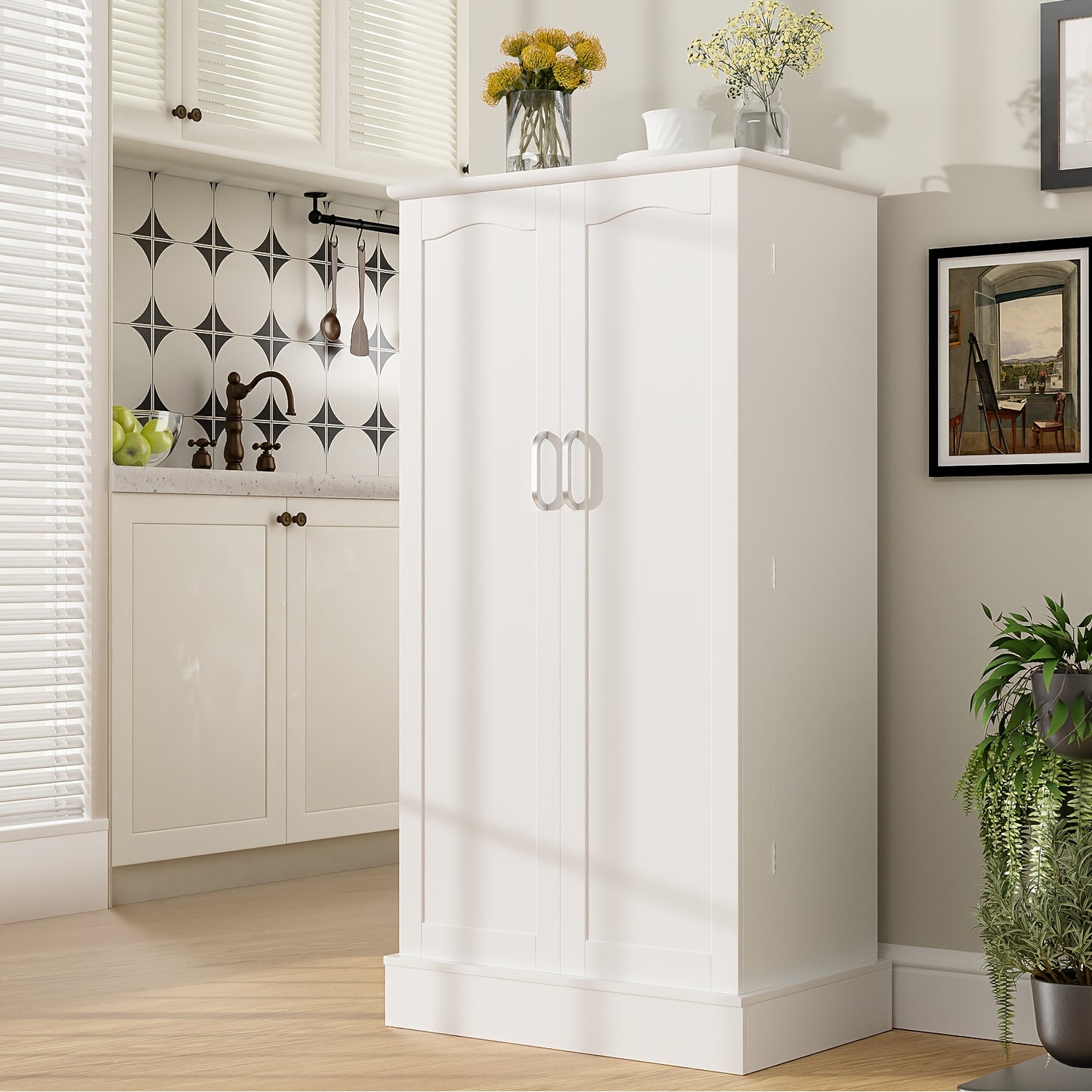 Pantry Cabinet shown in the Snow-White option