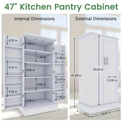47-Inch Kitchen Pantry Cabinet with Storage Drawers for Organized Everyday Storage detail image - detail view 11