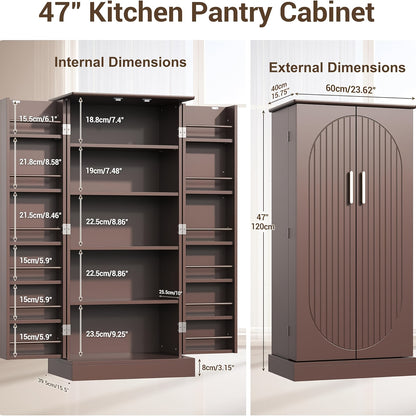 Kitchen Pantry Cabinet shown in the Style 4 - Brown option