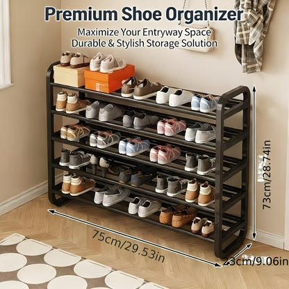 Durable 5-Layer Space-Saving Shoe Rack, Narrow And Multi-Layered Design, Floor Standing, Suitable for Entrance And Dormitory Storage, Pairable with Living Rooms, Easter Style for Back to School Season