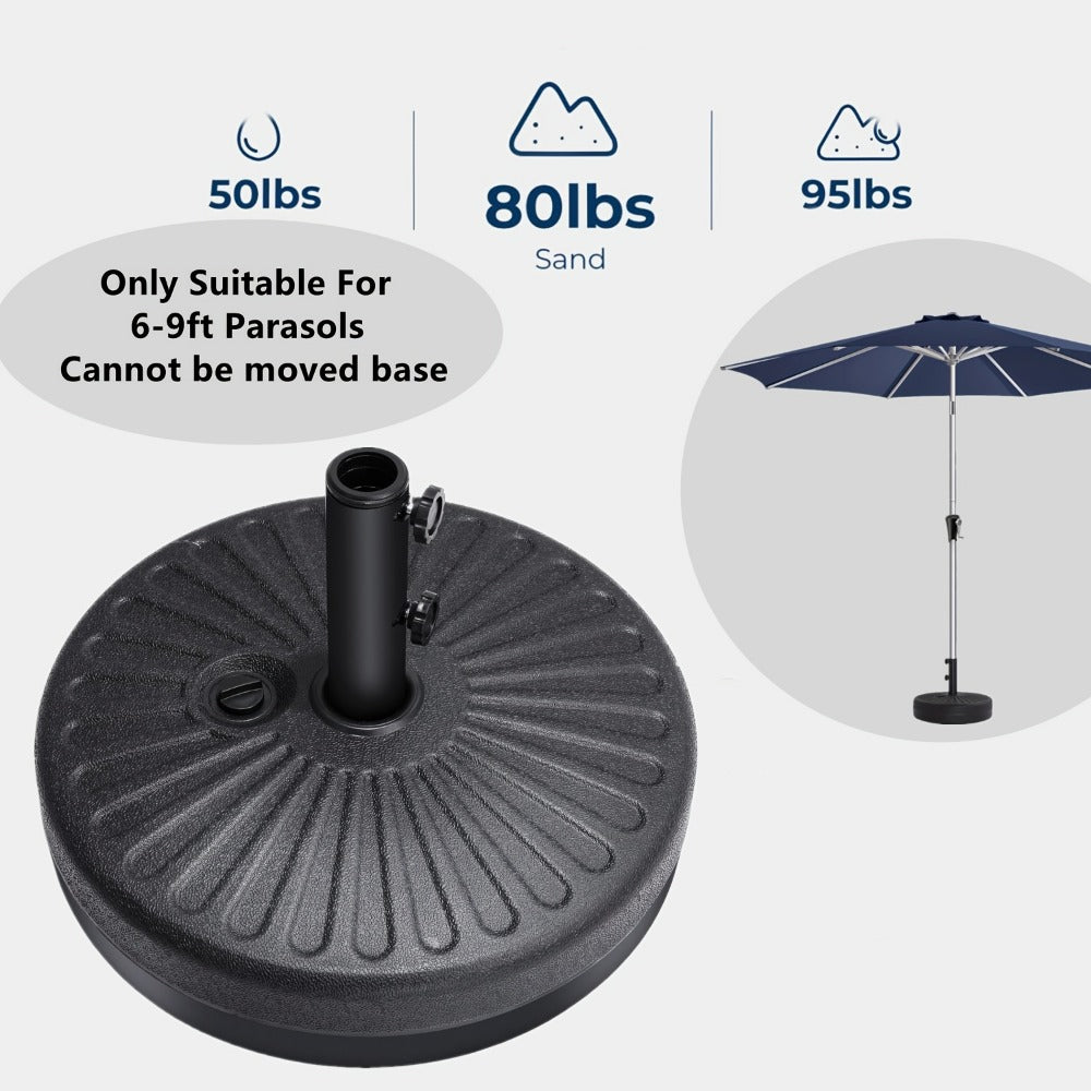 Heavy Duty Patio Umbrella Stand Base with Wheels – Refillable HDPE 95–225 LB, 4 Wheels, 2 Locks, Fits 6–12ft Umbrellas, Rolling Market Umbrella Weight Base for Lawn, Garden, Deck & Poolside