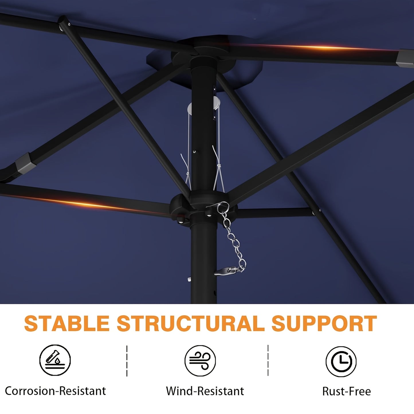 15ft Outdoor Double Sided Patio Umbrella With Base And 48 Solar LED Lights Lighted, 10 Hours Of Lighting, Large Patio Umbrella With Crank Handle, Market Table Umbrella, Powerful UV Protective, 12 Heavy-duty Ribs, For Lawn Garden, Deck, Poolside.