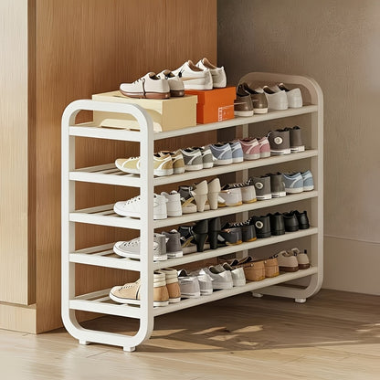 5-Layer Space-Saving Shoe Rack – Holds 18 Pairs | Black & White