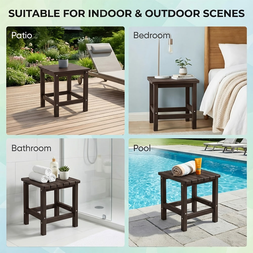 Adirondack Square Side Table HDPE Weather Resistant Outdoor End Table for Patio Backyard Pool Beach Easy Maintenance 5 Colors