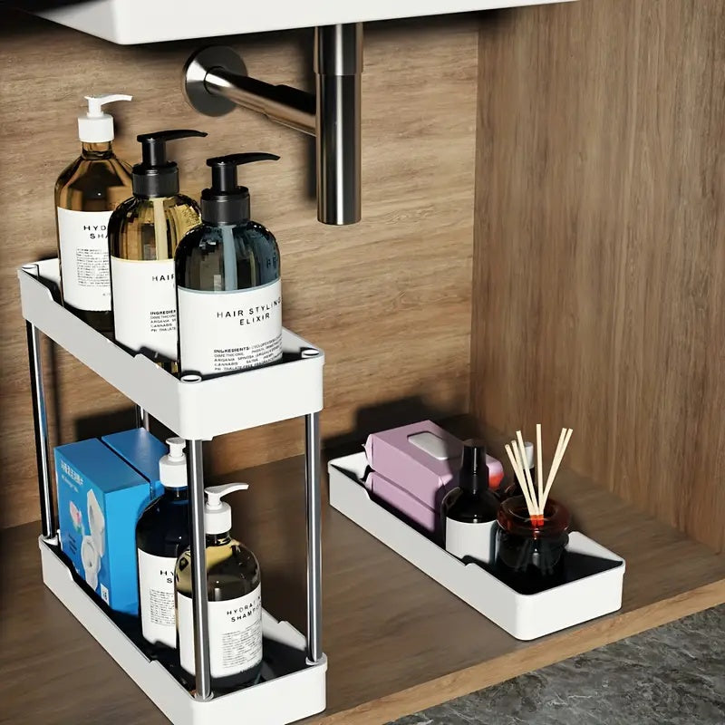 1pc 3/4-Tier Slim Mobile Storage Cart with Rolling Cart & Adjustable Shelves - Heavy-Duty Plastic Shelving Unit Suitable for Bathroom,, Office - Easy Assembly, Space-Saving Rolling Shelf