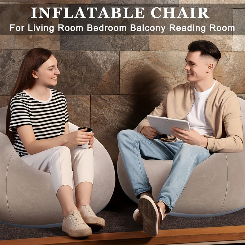 1pc Large Bean Bag Chair, Inflatable Lounge Chair, Soft, Comfortable, Outdoor, Lazy Seat, Tatami Chair, Sofa Cover, Lazy Sofa, Round Single Sofa for Living Room, Office Lunch Break, Outdoor Picnic Camping
