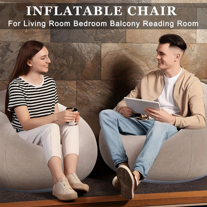 1pc Large Bean Bag Chair, Inflatable Lounge Chair, Soft, Comfortable, Outdoor, Lazy Seat, Tatami Chair, Sofa Cover, Lazy Sofa, Round Single Sofa for Living Room, Office Lunch Break, Outdoor Picnic Camping