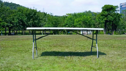 Heavy Duty Folding Table 4ft 6ft with 1.5" Thick HDPE Tabletop & Carrying Handle, White Portable Fold-Flat Table for Camping Picnic Party Trade Show Vendor Booth Indoor Outdoor Events