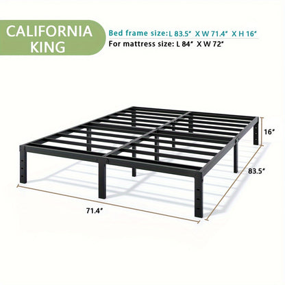Heavy-Duty Metal Bed Frame with Under-Bed Storage - Sturdy Mattress Foundation, -Free/ Easy Assembly (for all parts assembled), No Box Spring Needed, 12/14/16/18 Inch Bed Frame, Black, Low-Maintenance Bed Base for Small Spaces & Large