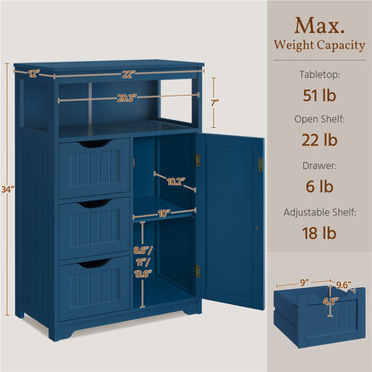 Costoffs Bathroom Storage Cabinet with Drawers, Moisture-Resistant Modern Cabinet Organizer with Multiple Tiers Shelves Storage, Easy-Clean Surface Bathroom Cabinet for Bathroom Living Room